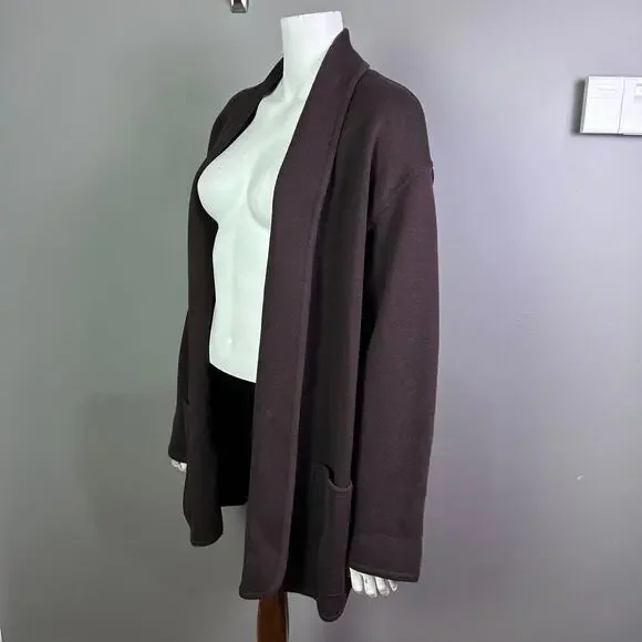 Escada sweater Medium minimalist cardigan brown Shawl‎ Scascata quiet luxury
